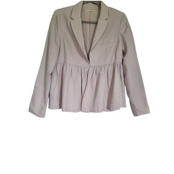 Ulla Johnson Lavender Amadie Peplum Ruffled Twill Hook Closure Blazer Size 4 - Picture 5 of 12